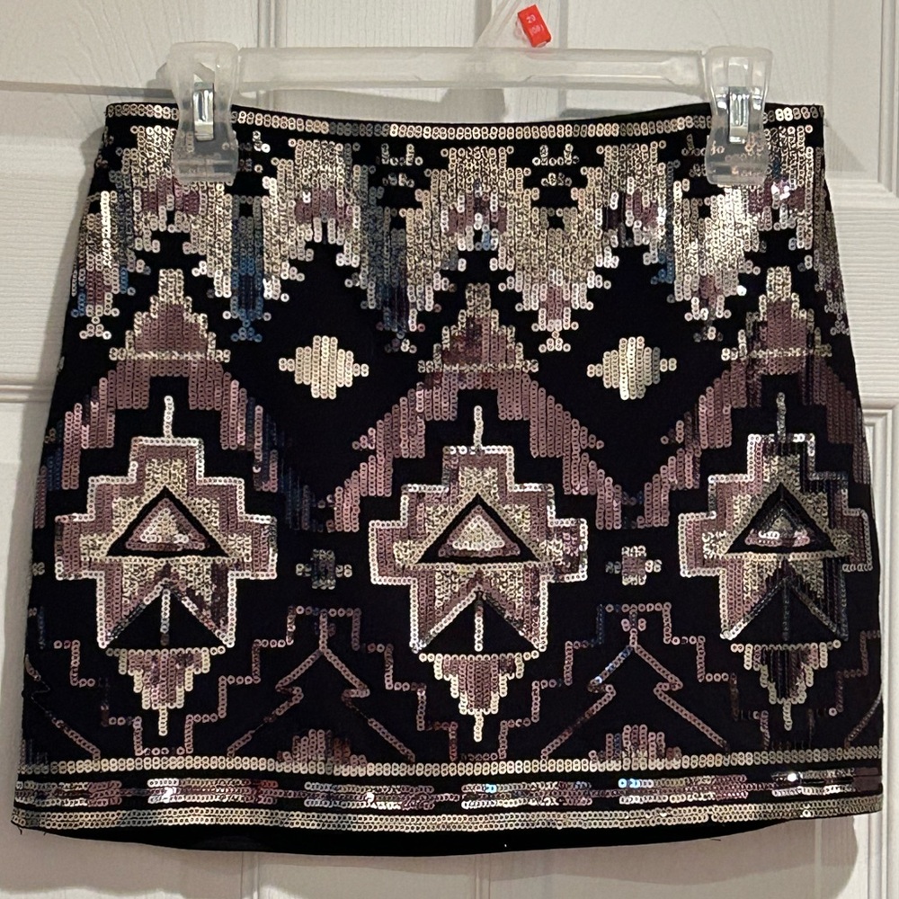 Express Silver, Gold and Black Sequin Mini Skirt